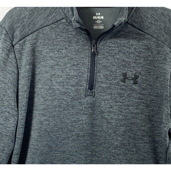 Under Armour Jacket Mens Medium Loose Gray Fleece Inside 1/4 Zip Pullover - Picture 5 of 10